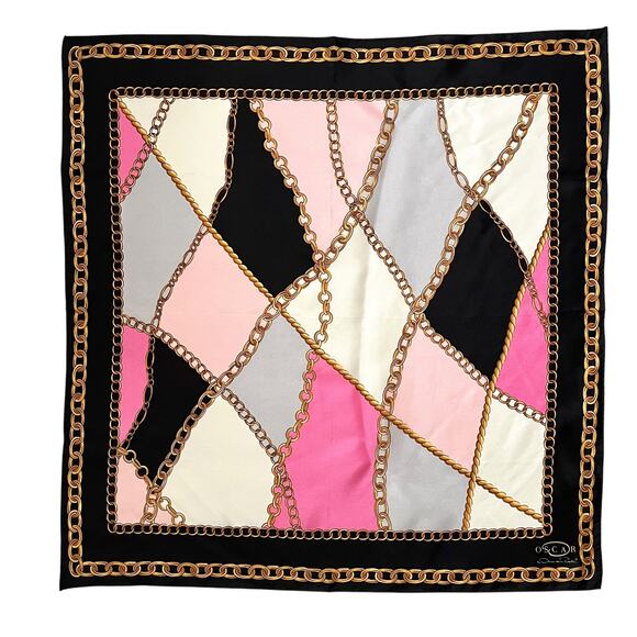 Oscar by Oscar de la Renta Silk Scarf Set: Two Vintage Square Neckerchiefs - Picture 4 of 11